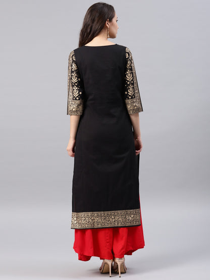 Black printed kurta Only