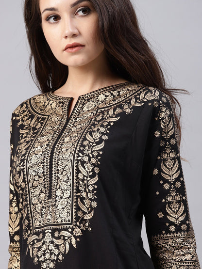 Black printed kurta Only