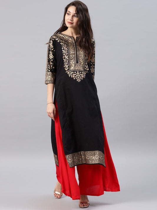 Black printed kurta Only