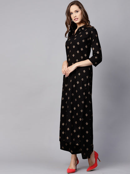 Black gold printed kurta