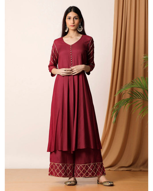 Maroon Gota Kurta And Palazzo(Optional)