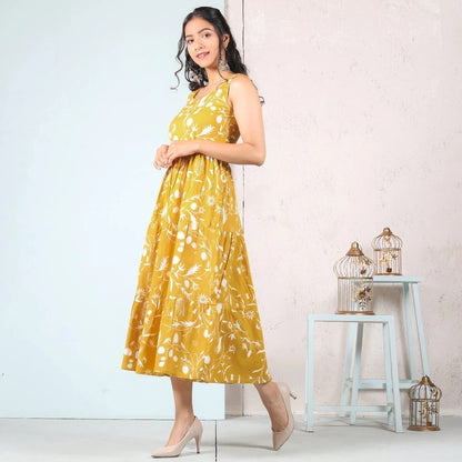 Yellow Floral Tiered Maxi separate sleeves available