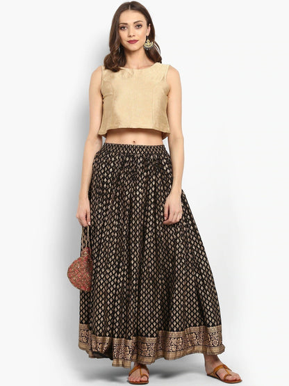 Black Printed Skirt