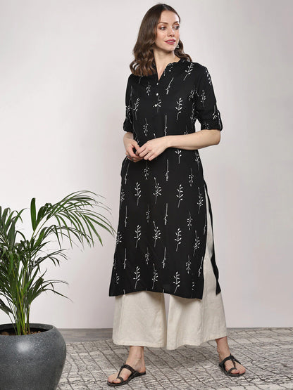 Black Printed Kurta Set