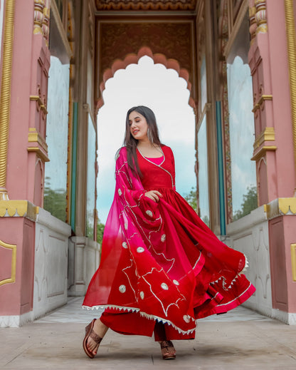 Red Pink Gotapatti Suit Set