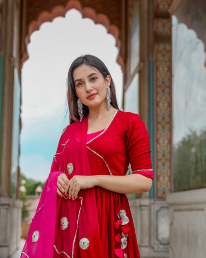 Red Pink Gotapatti Suit Set