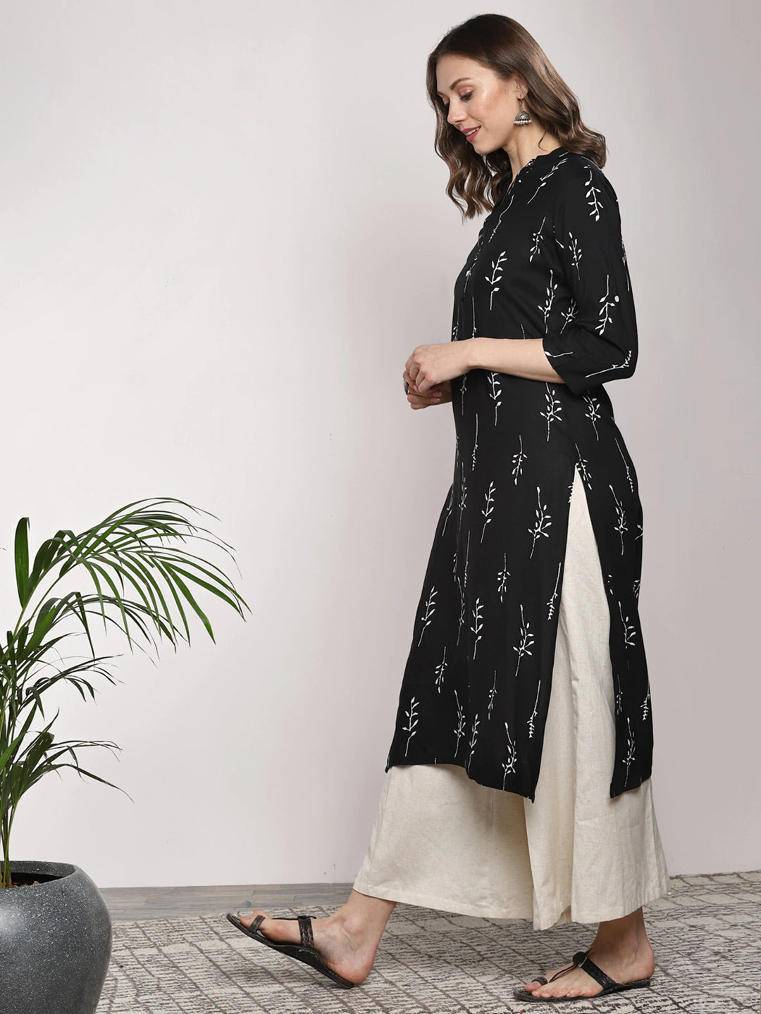 Black Printed Kurta Set