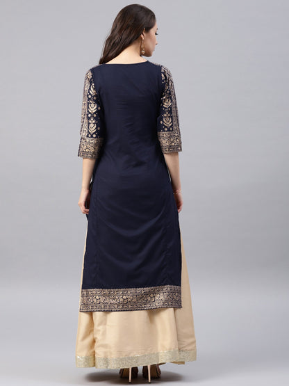 Blue printed kurta Only