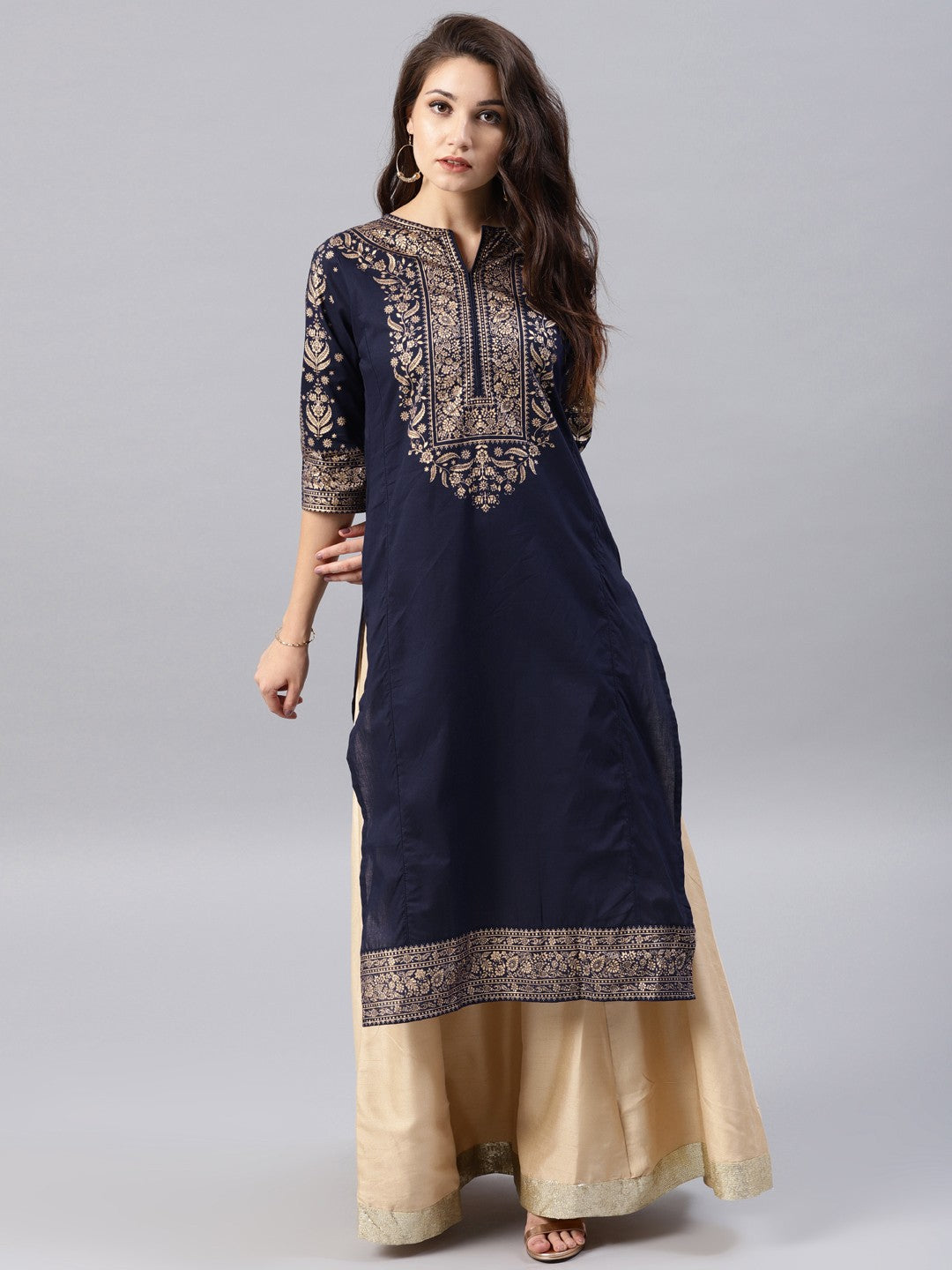 Blue printed kurta Only