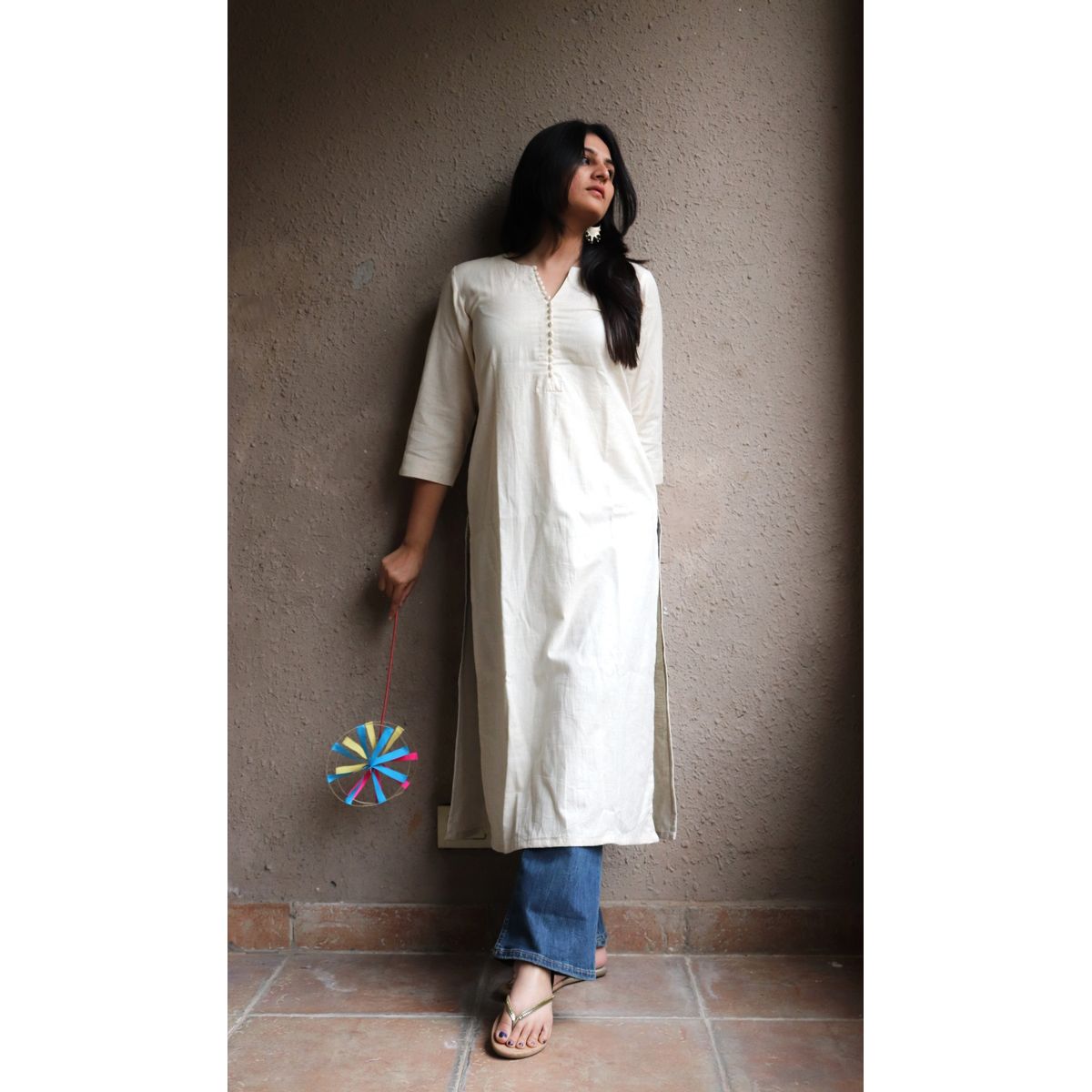 White Simple Straight Kurta