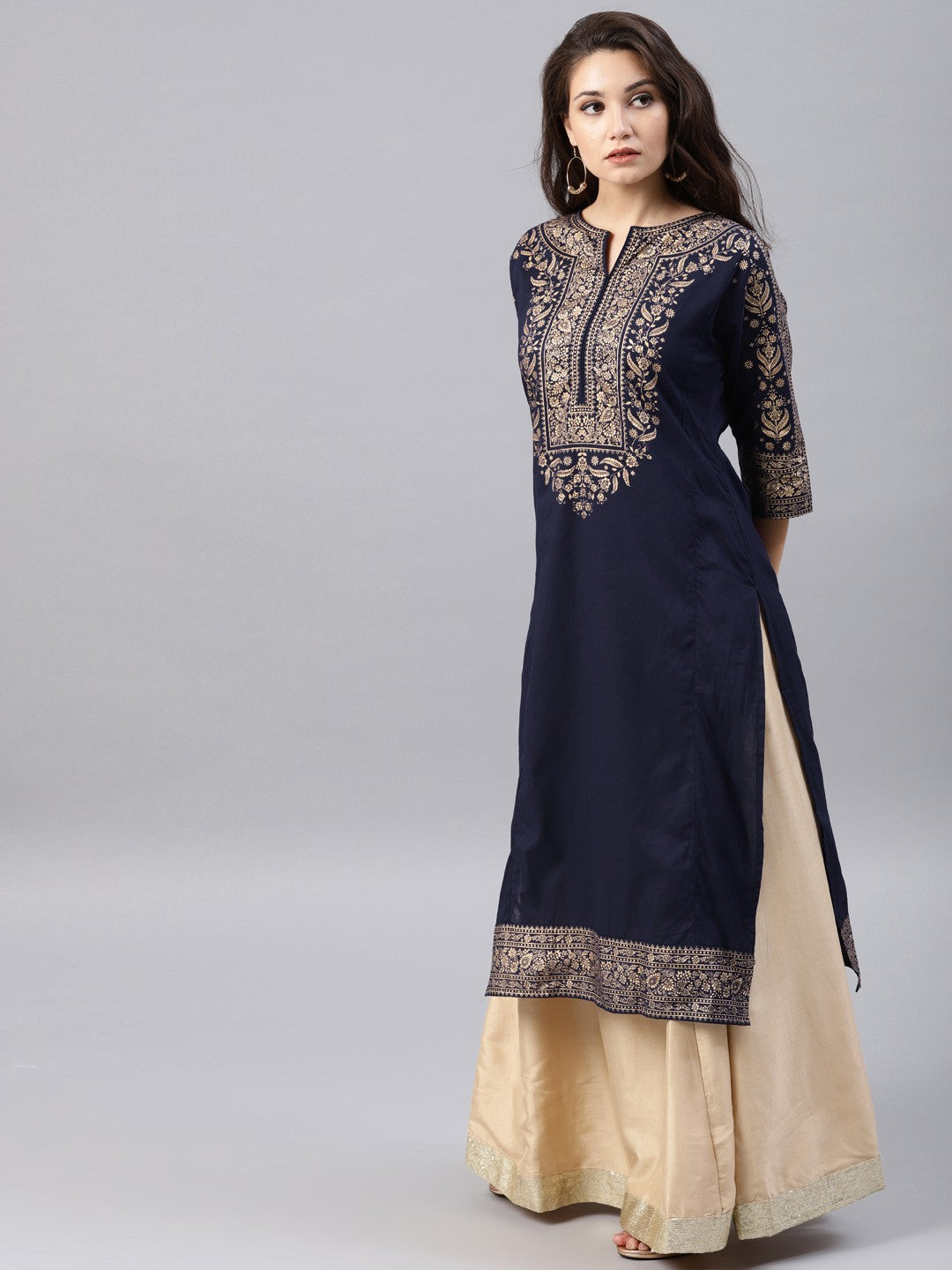 Blue printed kurta Only