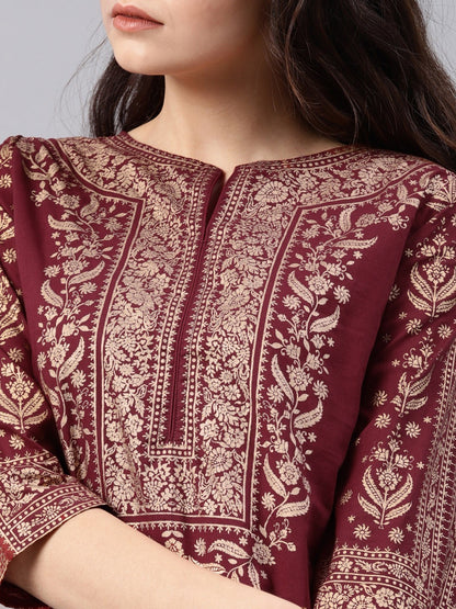 Maroon printed kurta Only