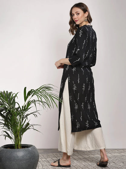 Black Printed Kurta Set