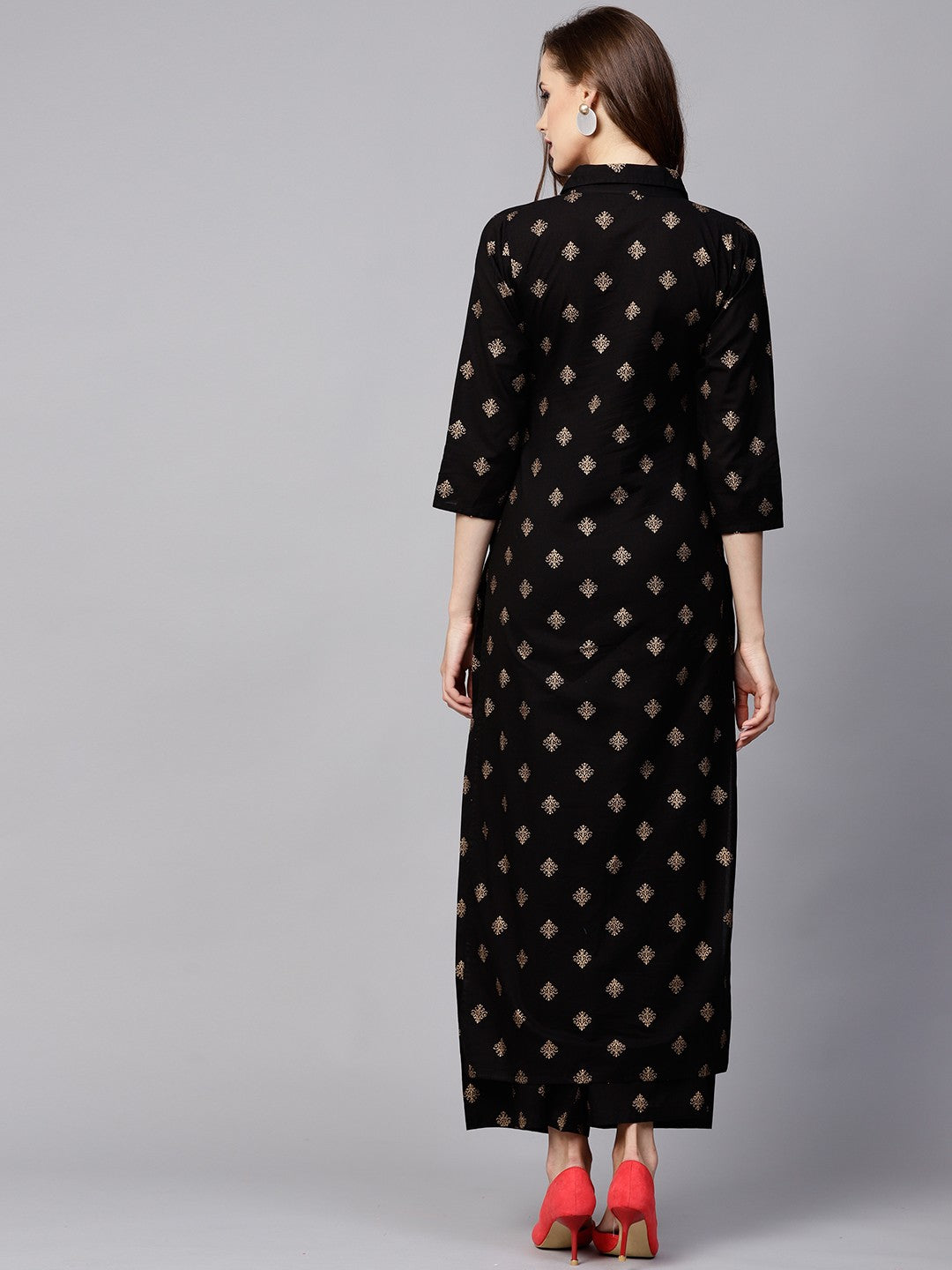 Black gold printed kurta